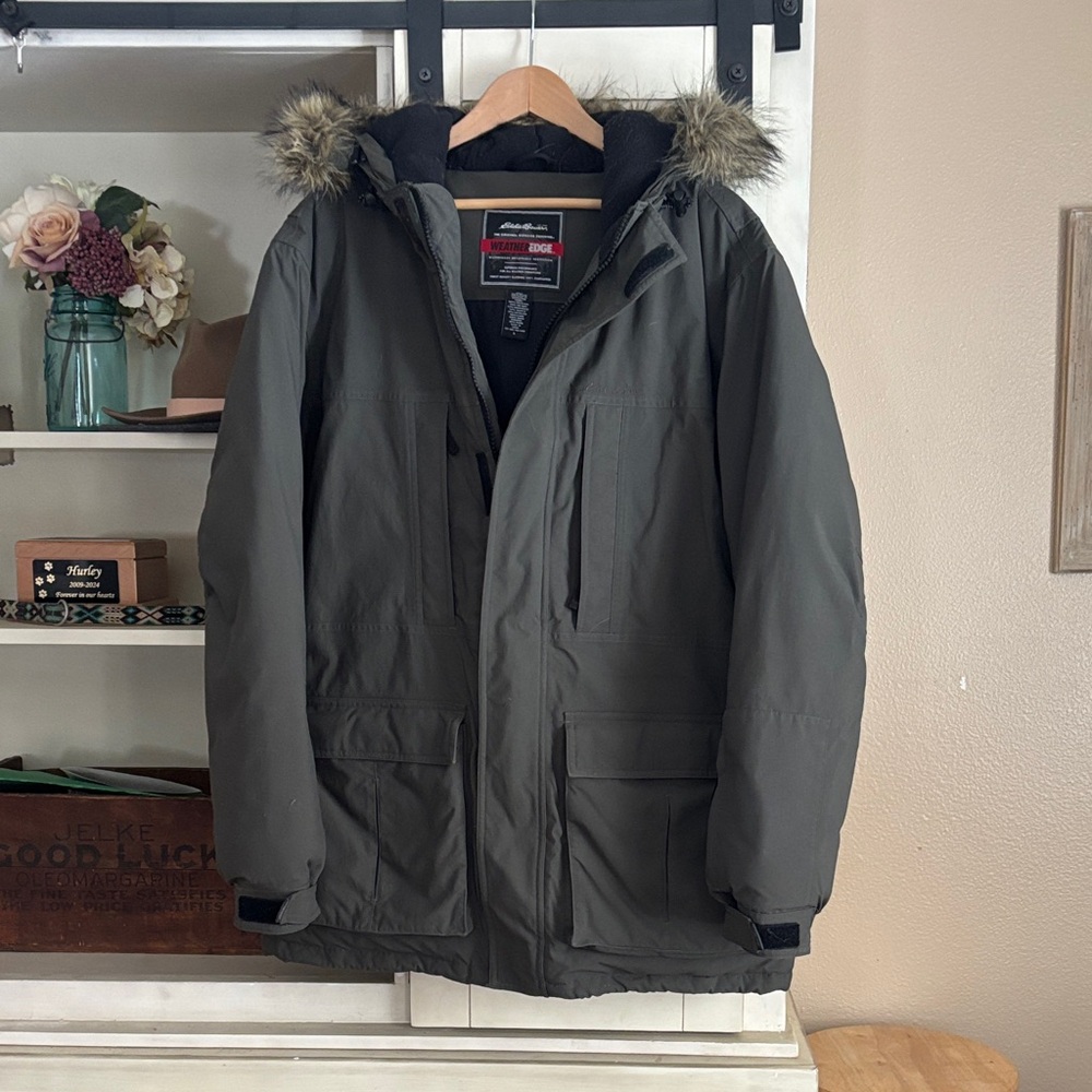 Weatherproof Men's Green Parka with Faux Fur Hood